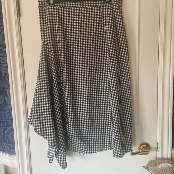 Zara Woven Gingham Check Asymmetric Hem Skirt - Size XL - Picture 4 of 13
